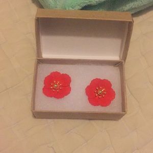 Red Flower Earrings